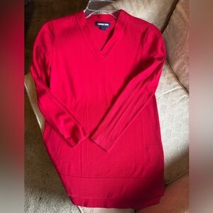 Lands' End Women's Vibrant Red V-Neck Sweater XS